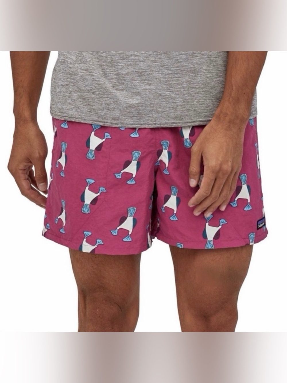 Patagonia Blue Footed Booby Pattern Baggies Shorts Swim Trunks 2XL Lined Rare